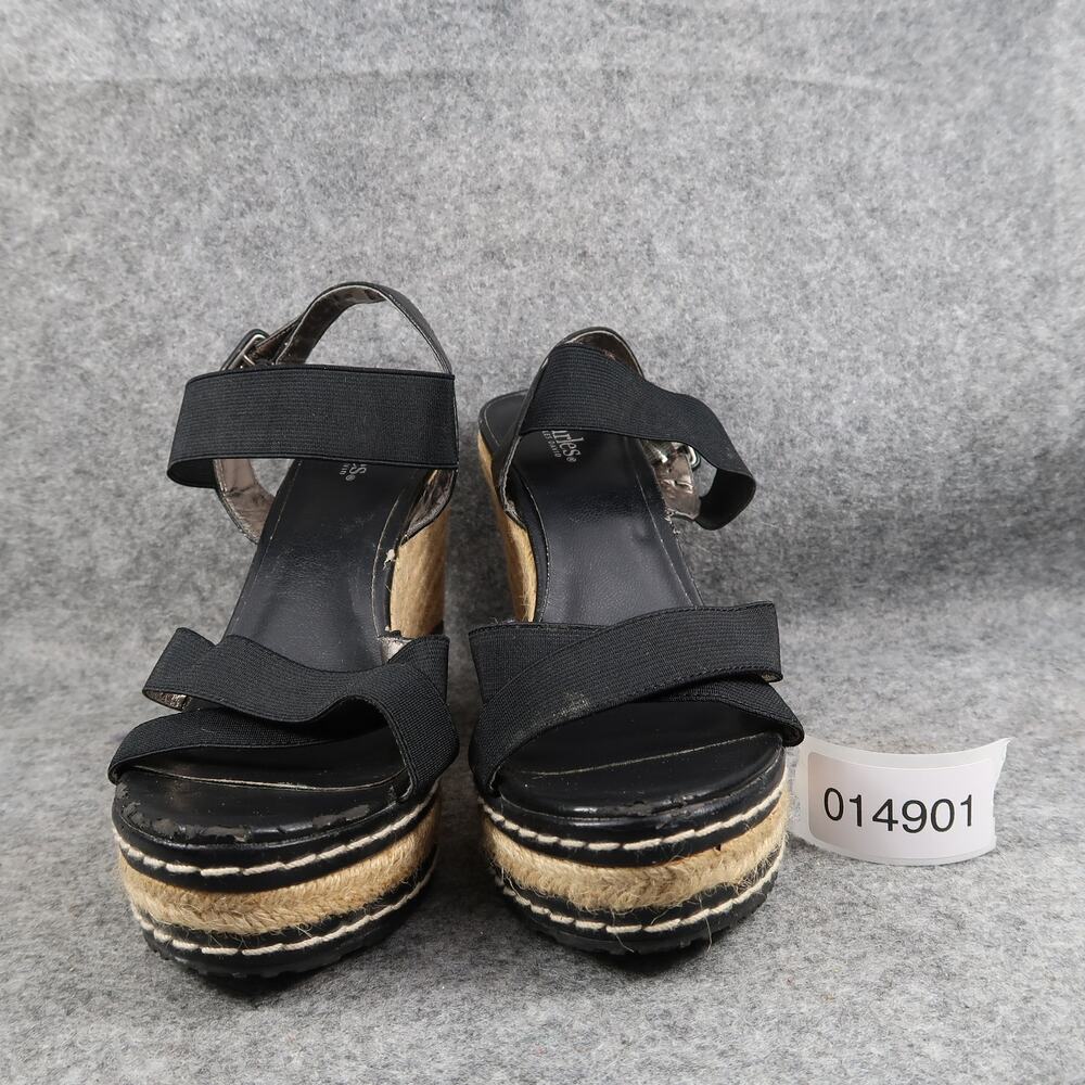 Charles David Shoes Womens 8.5 Fashion Sandals Platform Wedge Espadrille Black - Picture 2 of 14